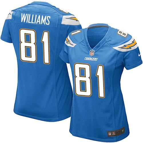 Women's Los Angeles Chargers #81 Mike Williams Electric Blue Alternate Stitched NFL New Elite Jersey