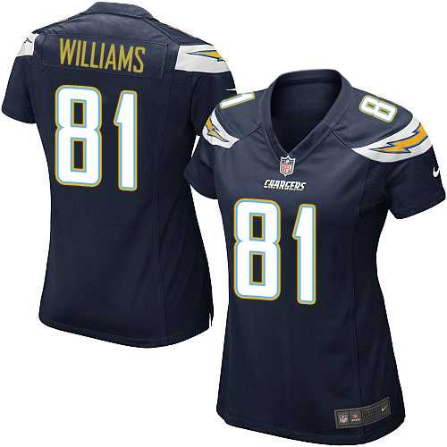 Women's Los Angeles Chargers #81 Mike Williams Navy Blue Team Color Stitched NFL New Elite Jersey
