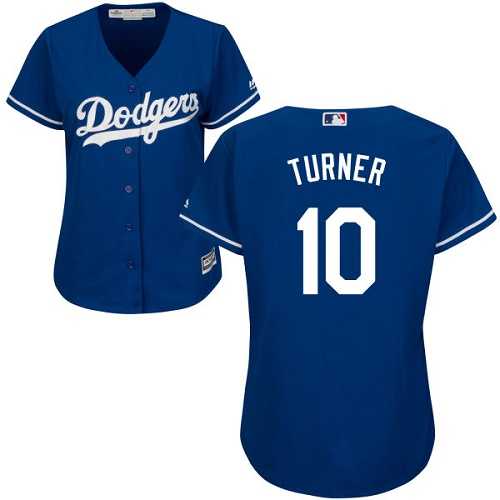 Women's Los Angeles Dodgers #10 Justin Turner Blue Alternate Stitched MLB Jersey