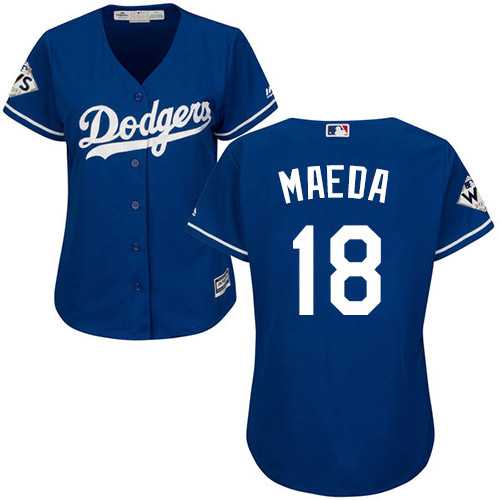 Women's Los Angeles Dodgers #18 Kenta Maeda Blue Alternate 2017 World Series Bound Stitched MLB Jersey