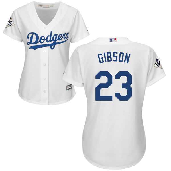 Women's Los Angeles Dodgers #23 Kirk Gibson White Home 2017 World Series Bound Stitched MLB Jersey