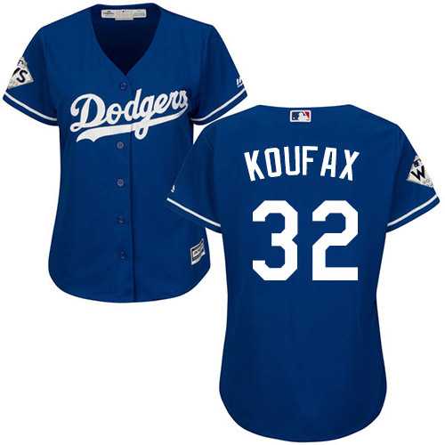 Women's Los Angeles Dodgers #32 Sandy Koufax Blue Alternate 2017 World Series Bound Stitched MLB Jersey