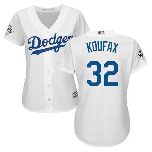 Women's Los Angeles Dodgers #32 Sandy Koufax White Home 2017 World Series Bound Stitched MLB Jersey