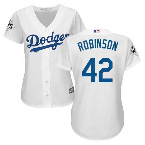 Women's Los Angeles Dodgers #42 Jackie Robinson White Home 2017 World Series Bound Stitched MLB Jersey