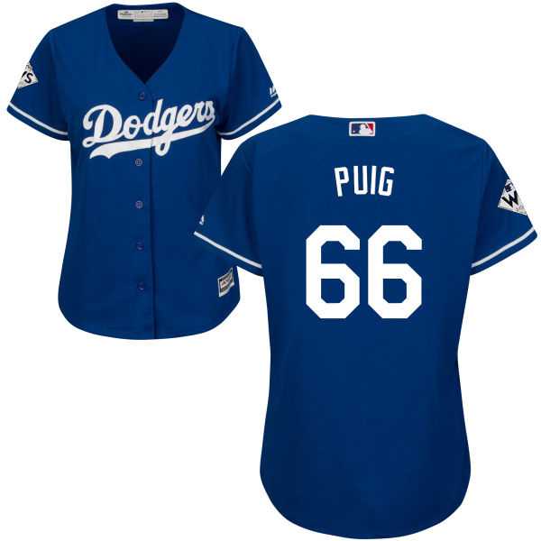 Women's Los Angeles Dodgers #66 Yasiel Puig Blue Alternate 2017 World Series Bound Stitched MLB Jersey