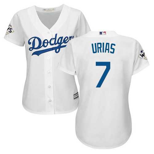 Women's Los Angeles Dodgers #7 Julio Urias White Home 2017 World Series Bound Stitched MLB Jersey Women's Los Angeles Dodgers #7 Julio Urias White Home 2017 World Series Bound Stitched MLB Jersey