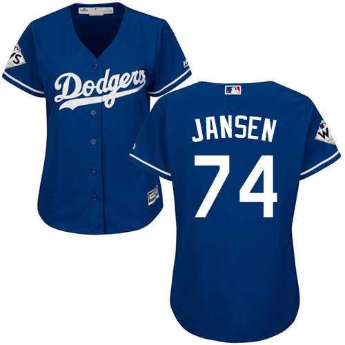 Women's Los Angeles Dodgers #74 Kenley Jansen Blue Alternate 2017 World Series Bound Stitched MLB Jersey