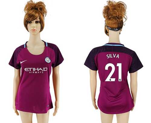 Women's Manchester City #21 Silva Away Soccer Club Jersey