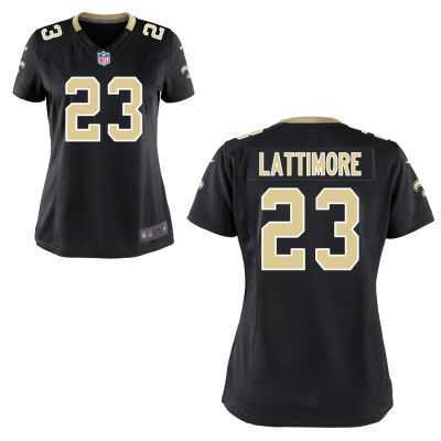 Women's New Orleans Saints #23 Marshon Lattimore Nike Black Team Color Game Jersey