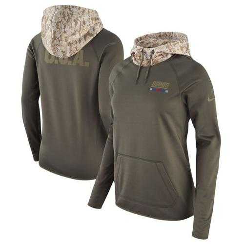 Women's New York Giants Nike Olive Salute to Service Performance Pullover Hoodie