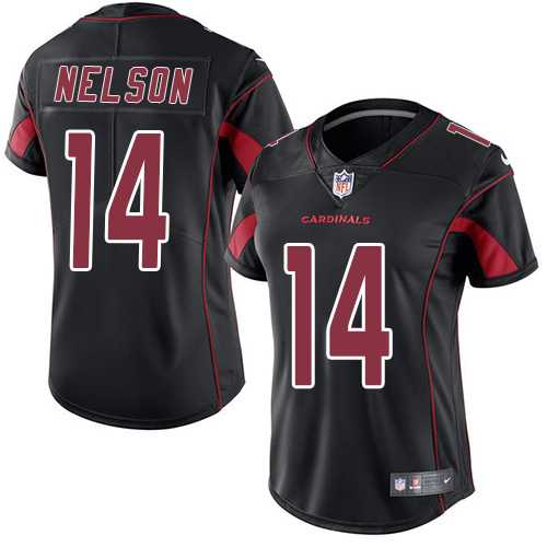 Women's Nike Arizona Cardinals #14 J.J. Nelson Black Stitched NFL Limited Rush Jersey Women's Nike Arizona Cardinals #14 J.J. Nelson Black Stitched NFL Limited Rush Jersey