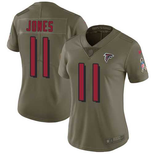 Women's Nike Atlanta Falcons #11 Julio Jones Olive Stitched NFL Limited 2017 Salute to Service Jersey