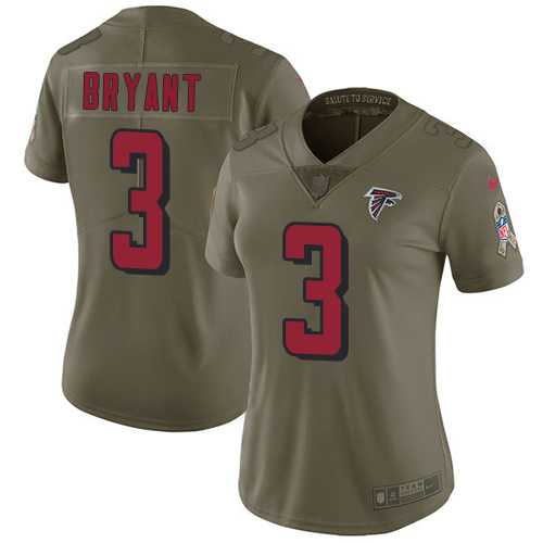 Women's Nike Atlanta Falcons #3 Matt Bryant Olive Stitched NFL Limited 2017 Salute to Service Jersey