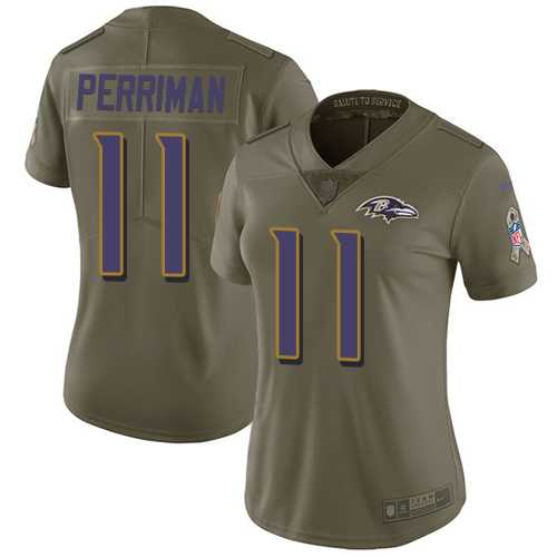 Women's Nike Baltimore Ravens #11 Breshad Perriman Olive Stitched NFL Limited 2017 Salute to Service Jersey