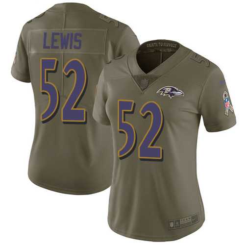 Women's Nike Baltimore Ravens #52 Ray Lewis Olive Stitched NFL Limited 2017 Salute to Service Jersey