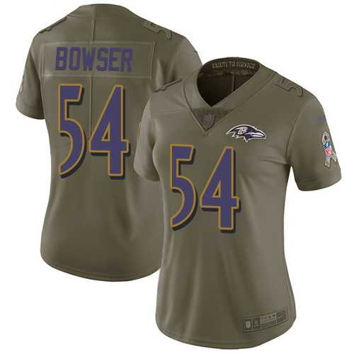 Women's Nike Baltimore Ravens #54 Tyus Bowser Olive Stitched NFL Limited 2017 Salute to Service Jersey