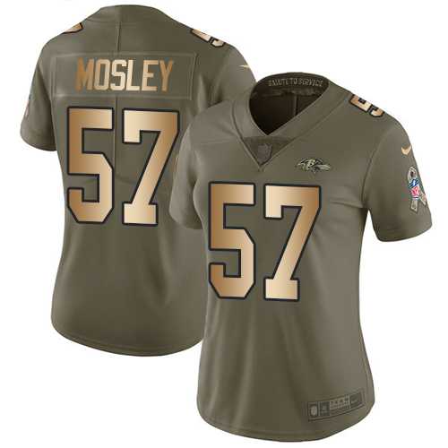 Women's Nike Baltimore Ravens #57 C.J. Mosley Olive Gold Stitched NFL Limited 2017 Salute to Service Jersey