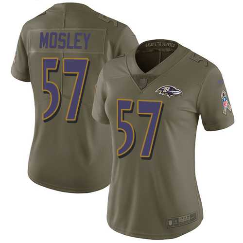 Women's Nike Baltimore Ravens #57 C.J. Mosley Olive Stitched NFL Limited 2017 Salute to Service Jersey