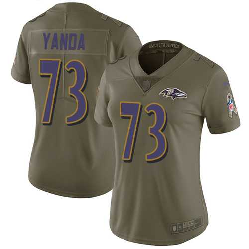 Women's Nike Baltimore Ravens #73 Marshal Yanda Olive Stitched NFL Limited 2017 Salute to Service Jersey
