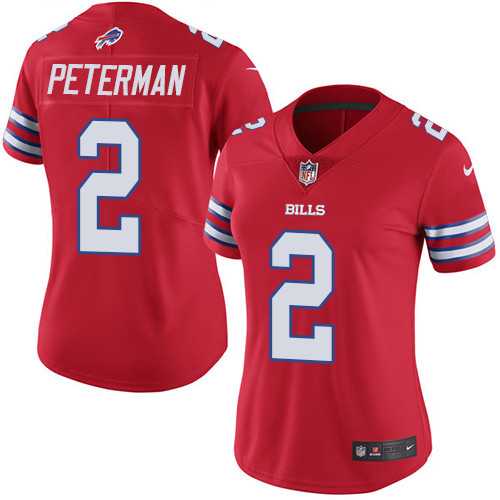 Women's Nike Buffalo Bills #2 Nathan Peterman Red Stitched NFL Limited Rush Jersey