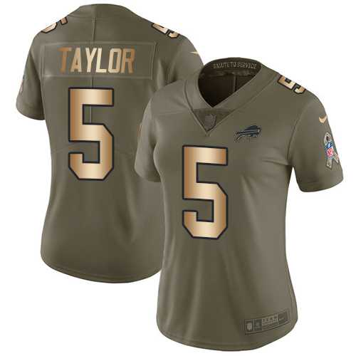 Women's Nike Buffalo Bills #5 Tyrod Taylor Olive Gold Stitched NFL Limited 2017 Salute to Service Jersey