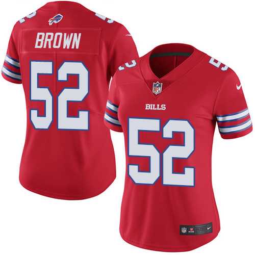 Women's Nike Buffalo Bills #52 Preston Brown Red Stitched NFL Limited Rush Jersey