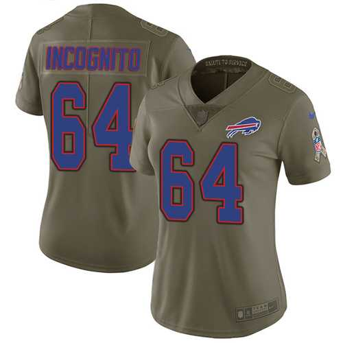 Women's Nike Buffalo Bills #64 Richie Incognito Olive Stitched NFL Limited 2017 Salute to Service Jersey