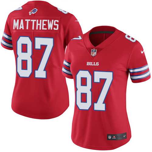 Women's Nike Buffalo Bills #87 Jordan Matthews Red Stitched NFL Limited Rush Jersey