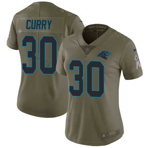 Women's Nike Carolina Panthers #30 Stephen Curry Olive Stitched NFL Limited 2017 Salute to Service Jersey
