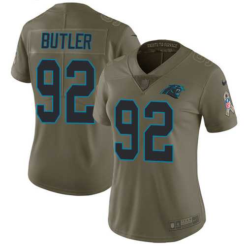 Women's Nike Carolina Panthers #92 Vernon Butler Olive Stitched NFL Limited 2017 Salute to Service Jersey