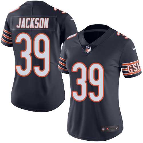 Women's Nike Chicago Bears #39 Eddie Jackson Navy Blue Team Color Stitched NFL Vapor Untouchable Limited Jersey