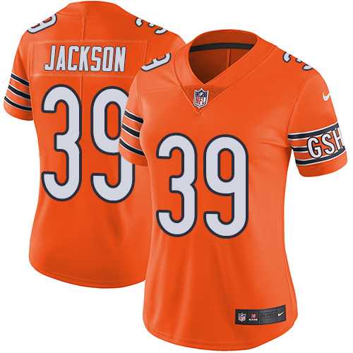 Women's Nike Chicago Bears #39 Eddie Jackson Orange Stitched NFL Limited Rush Jersey