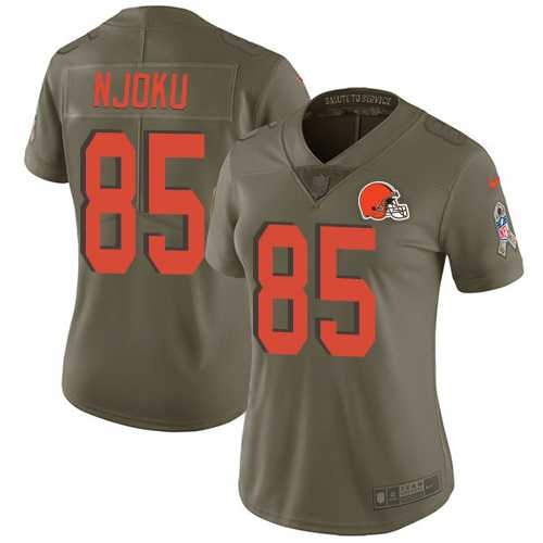 Women's Nike Cleveland Browns #85 David Njoku Olive Stitched NFL Limited 2017 Salute to Service Jersey