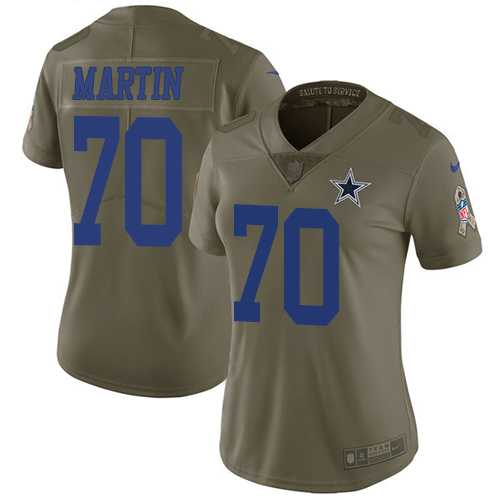 Women's Nike Dallas Cowboys #70 Zack Martin Olive Stitched NFL Limited 2017 Salute to Service Jersey