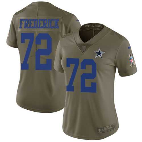 Women's Nike Dallas Cowboys #72 Travis Frederick Olive Stitched NFL Limited 2017 Salute to Service Jersey