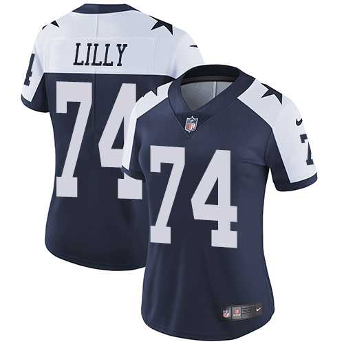 Women's Nike Dallas Cowboys #74 Bob Lilly Elite Navy Blue Throwback Alternate NFL