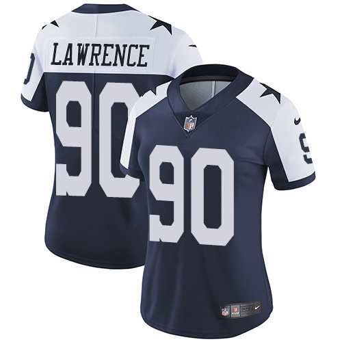 Women's Nike Dallas Cowboys #90 Demarcus Lawrence Navy Blue Thanksgiving Stitched NFL Vapor Untouchable Limited Throwback Jersey