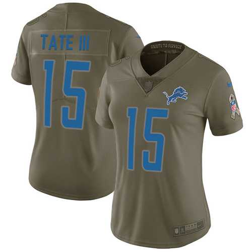 Women's Nike Detroit Lions #15 Golden Tate III Olive Stitched NFL Limited 2017 Salute to Service Jersey