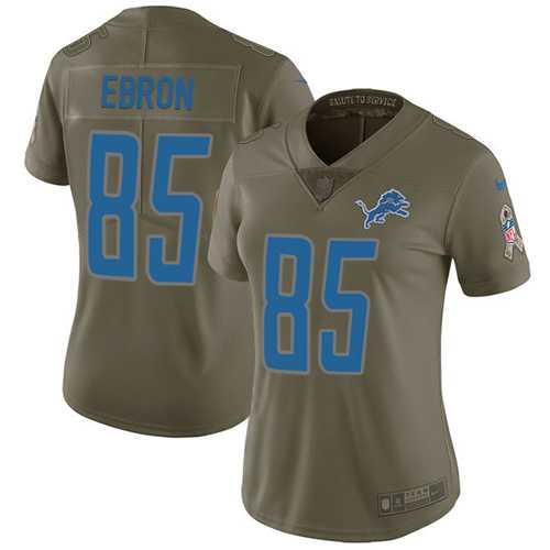 Women's Nike Detroit Lions #85 Eric Ebron Olive Stitched NFL Limited 2017 Salute to Service Jersey