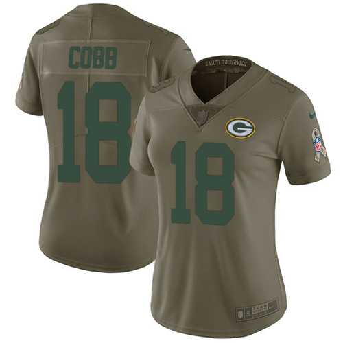 Women's Nike Green Bay Packers #18 Randall Cobb Olive Stitched NFL Limited 2017 Salute to Service Jersey