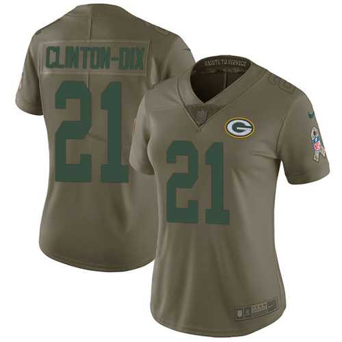 Women's Nike Green Bay Packers #21 Ha Ha Clinton-Dix Olive Stitched NFL Limited 2017 Salute to Service Jersey