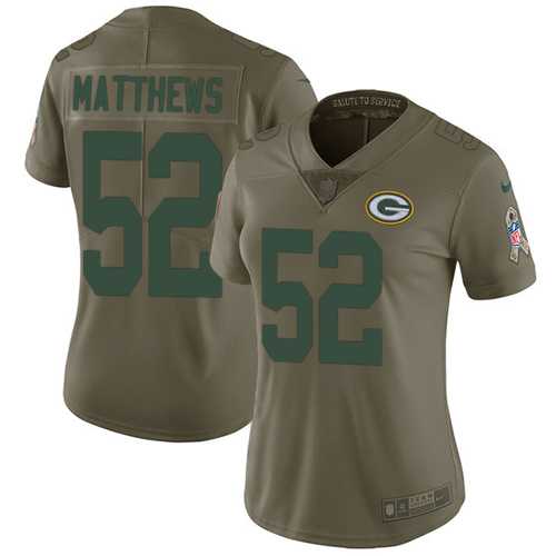 Women's Nike Green Bay Packers #52 Clay Matthews Olive Stitched NFL Limited 2017 Salute to Service Jersey