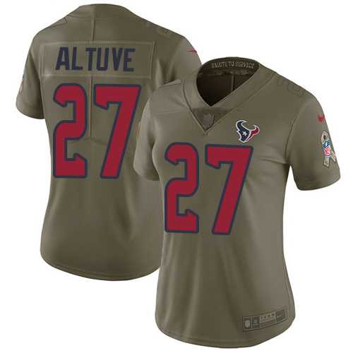 Women's Nike Houston Texans #27 Jose Altuve Olive Stitched NFL Limited 2017 Salute to Service Jersey