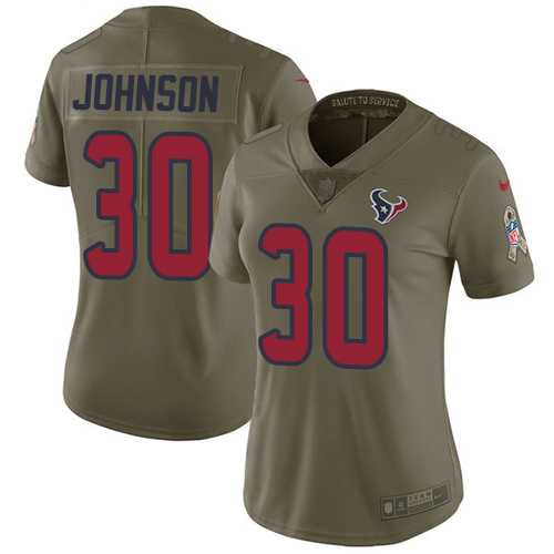 Women's Nike Houston Texans #30 Kevin Johnson Olive Stitched NFL Limited 2017 Salute to Service Jersey