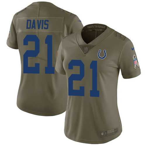 Women's Nike Indianapolis Colts #21 Vontae Davis Olive Stitched NFL Limited 2017 Salute to Service Jersey
