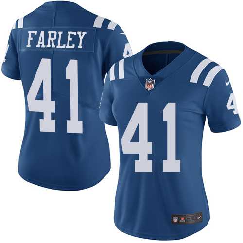 Women's Nike Indianapolis Colts #41 Matthias Farley Royal Blue Team Color Stitched NFL Vapor Untouchable Limited Jersey