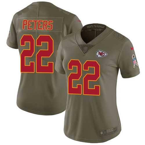 Women's Nike Kansas City Chiefs #22 Marcus Peters Olive Stitched NFL Limited 2017 Salute to Service Jersey