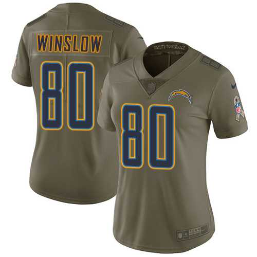 Women's Nike Los Angeles Chargers #80 Kellen Winslow Olive Stitched NFL Limited 2017 Salute to Service Jersey