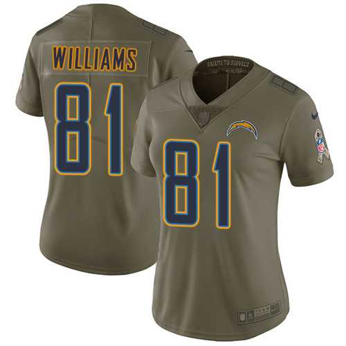 Women's Nike Los Angeles Chargers #81 Mike Williams Olive Stitched NFL Limited 2017 Salute to Service Jersey
