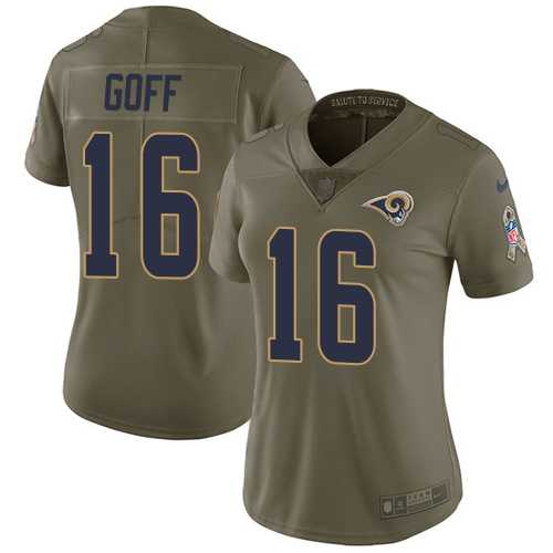 Women's Nike Los Angeles Rams #16 Jared Goff Olive Stitched NFL Limited 2017 Salute to Service Jersey
